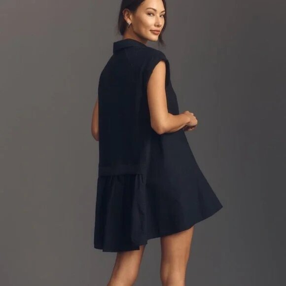 ANTHROPOLOGIE x DAILY PRACTICE Offsides Mini Dress Black Polo Large - Picture 2 of 9